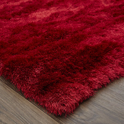 Indochine Plush Shag Rug with Metallic Sheen, Cranberry Red, 10ft x 10ft Round, 4944550FCBY000N95