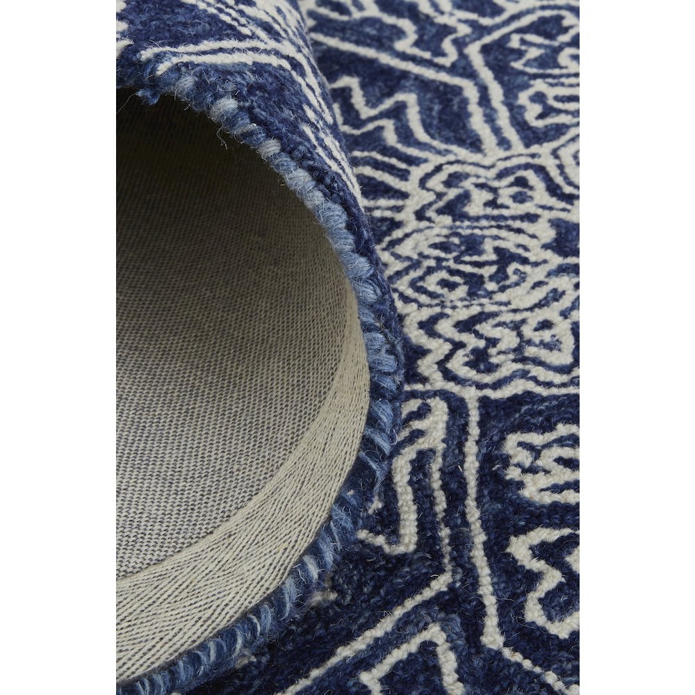 Belfort Modern Minimalist Rug, Floral Geometric, Navy Blue, 9ft x 12ft Area Rug, 8698778FNVY000G00