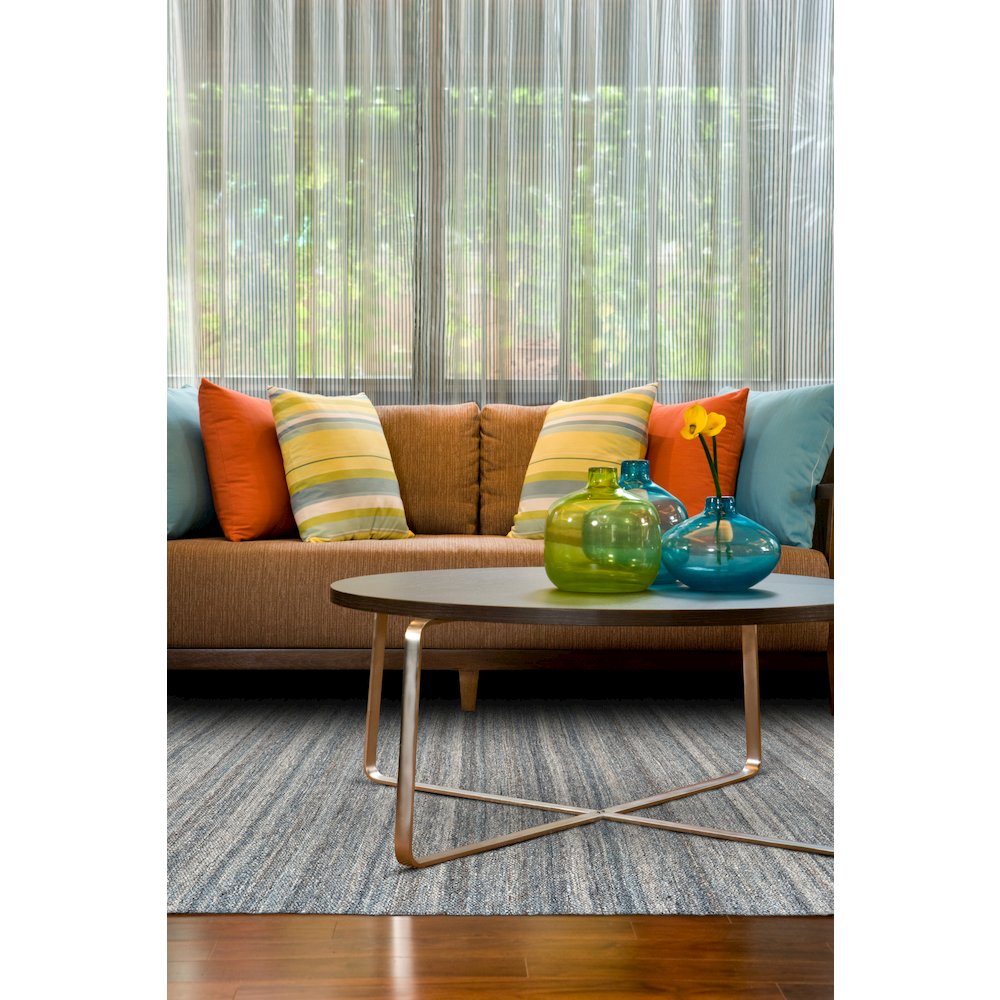 Brady Transitional Stripes, Gray/Blue/Ivory, 5' x 8' Area Rug