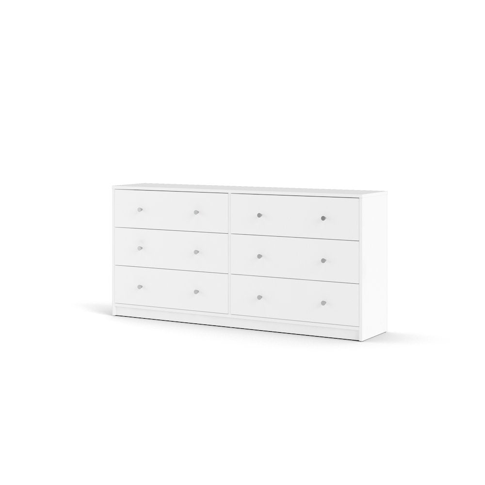Furnifact -  White Dresser for Bedroom – Modern 6 Drawer Dresser with Spacious Storage – Sleek White Dresser and Bedroom Dresser for Clothes and Essentials