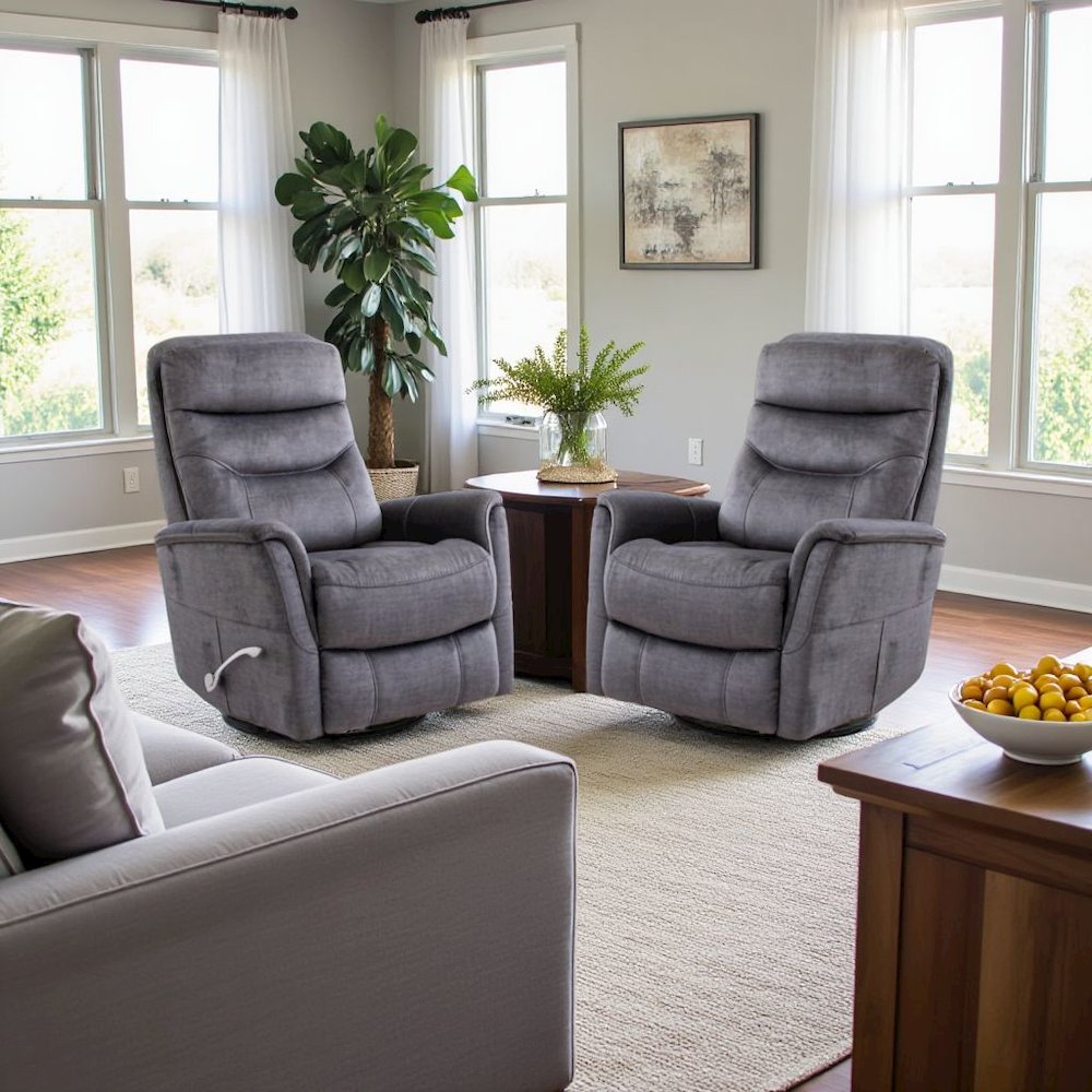 Capri Charcoal Recliner Nursery Glider Set – Elegant Boucle Chairs for Comfort