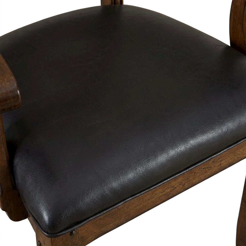 Distressed Mango Armchair with Upholstered Seat and Updated Lodge Style