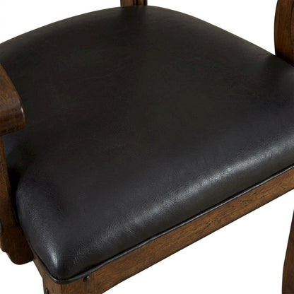 Distressed Mango Armchair with Upholstered Seat and Updated Lodge Style