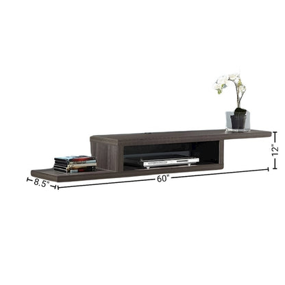 Floating TV Skyline Walnut Stand Wall Mounted Console, 60-Inch Wood Shelf