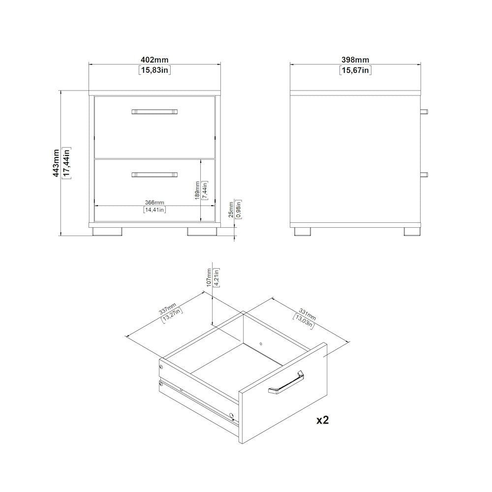 Sofia 2 Drawer Nightstand, Jackson Hickory