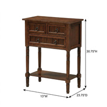 Entryway Hall Table, Espresso, 3 Drawers, 2 Shelves