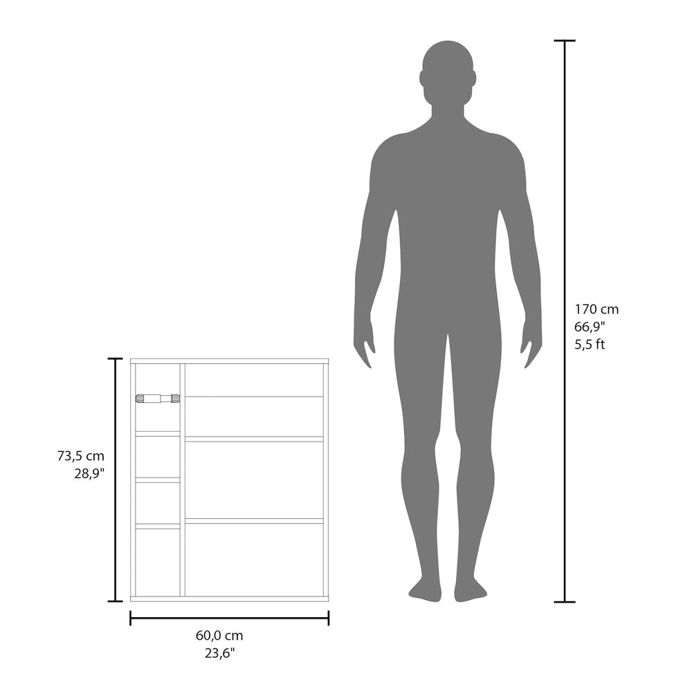 Clayton Medicine Cabinet, 1 Door, 7 Shelves, White