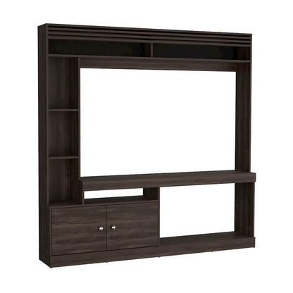 Oberlin Entertainment Center, 2 Doors, 6 Shelves, 65" TV Capacity, Walnut