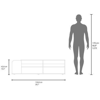 Stem TV Stand, 5 Shelves, Natural Oak / Alby Blue