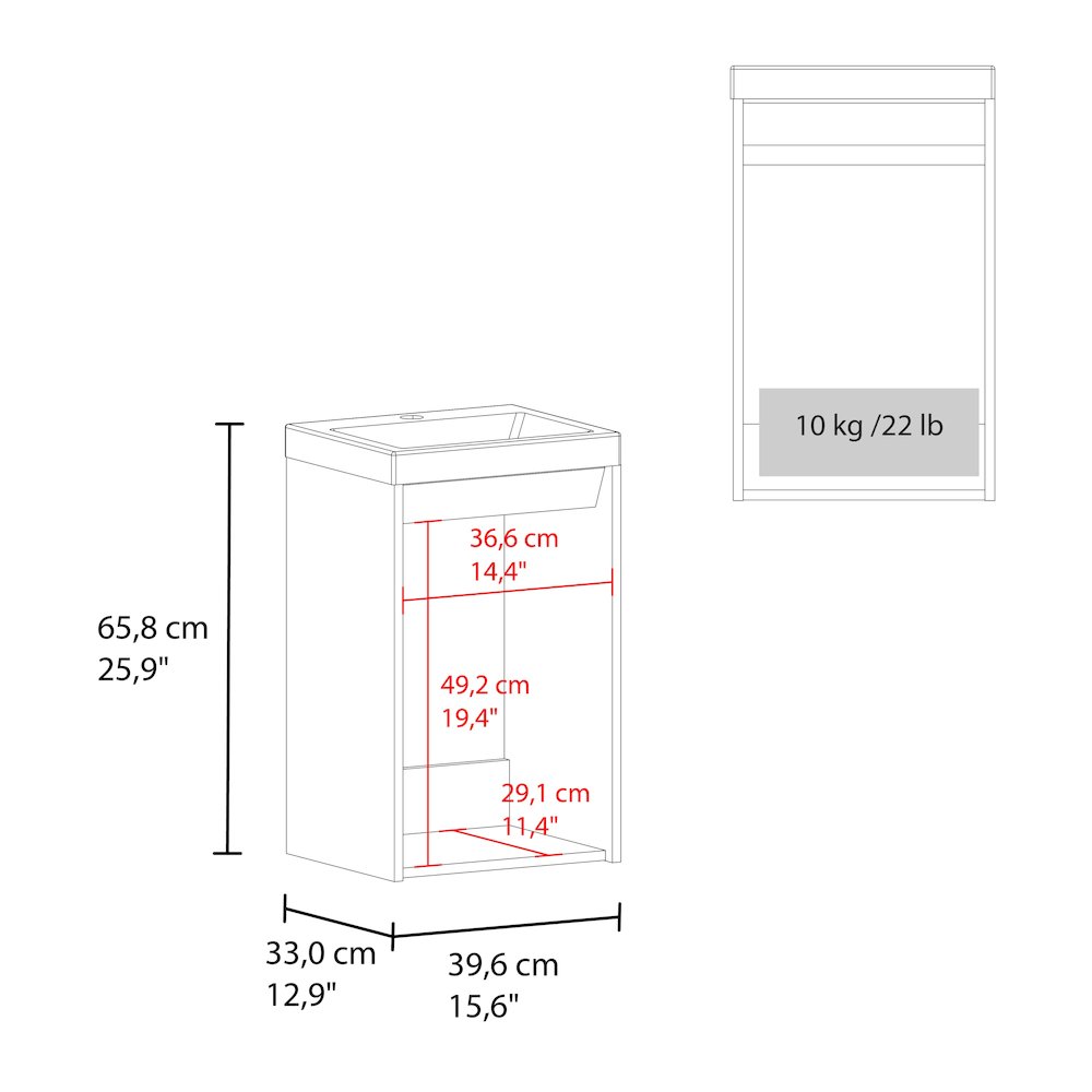 Homer Floor Bathroom 32" H, One Door and Two Interior Shelve, White
