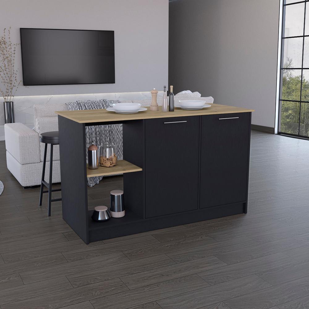 Kitchen Island with Large Countertop, Storage/Shelves/Double Door Cabinet