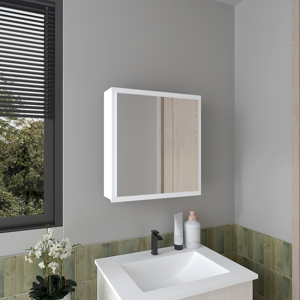 Loring Medicine Cabinet, 1 Door, 4 Shelves, 1 Mirror, White