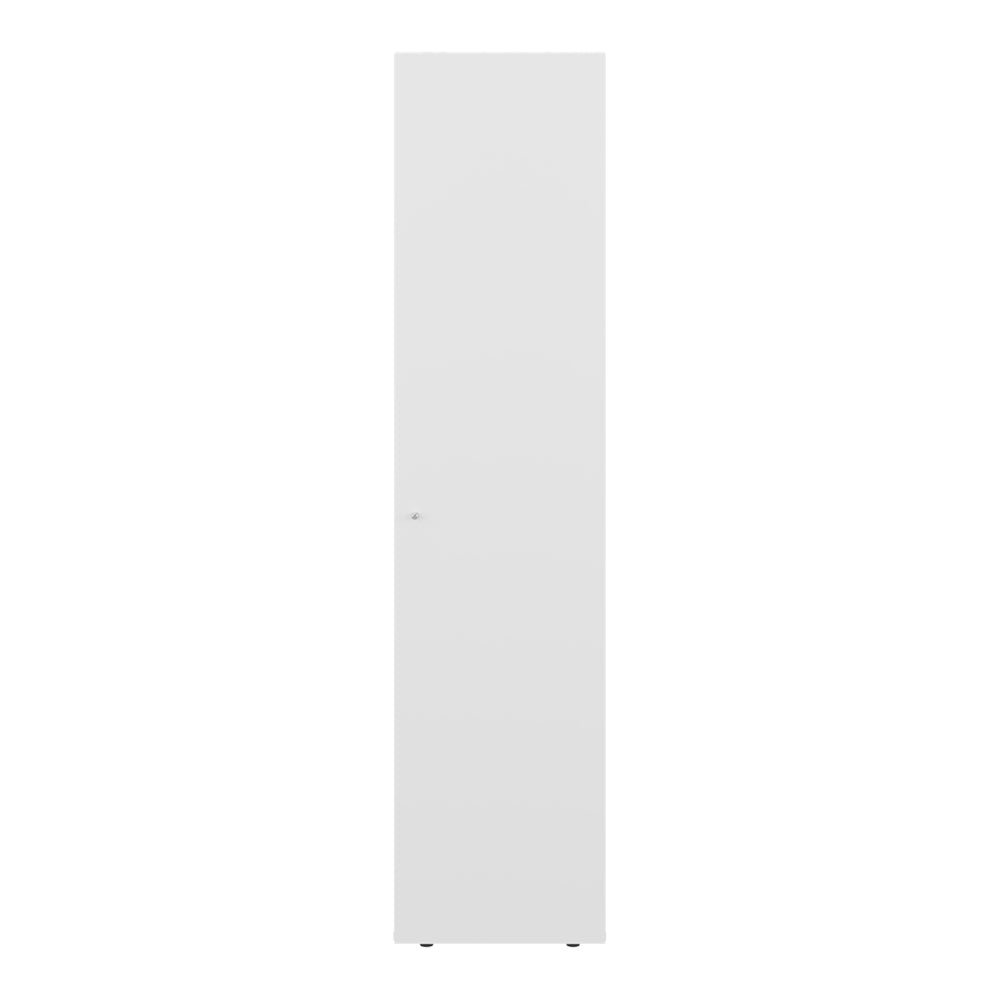 Kotlik 1 Door Wardrobe 67" H with Vertical Storage and Four Shelves, White