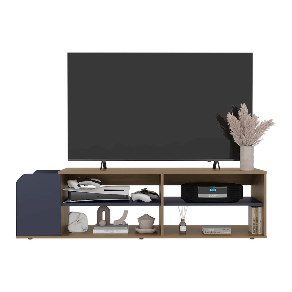 Stem TV Stand, 5 Shelves, Natural Oak / Alby Blue