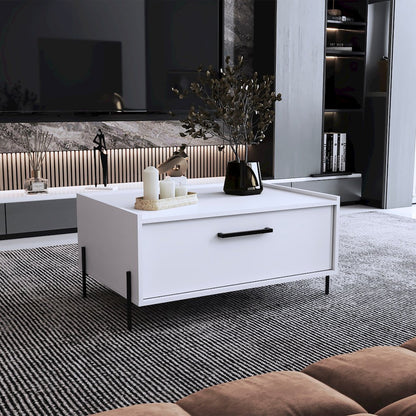 Juneau Coffee Table, 1 shelf, 4 legs, White