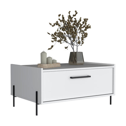 Juneau Coffee Table, 1 shelf, 4 legs, White