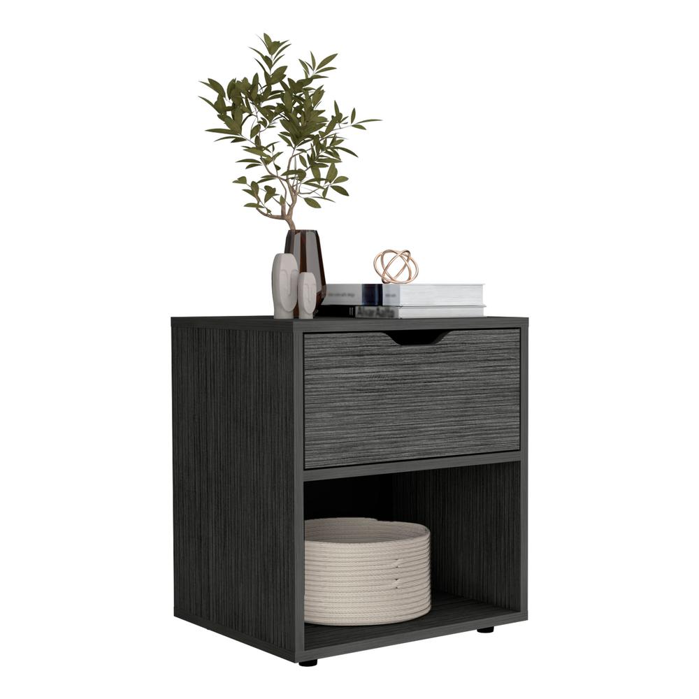 Adak 19.7" H Nightstand End Table with Open Shelf,Ligth Gray