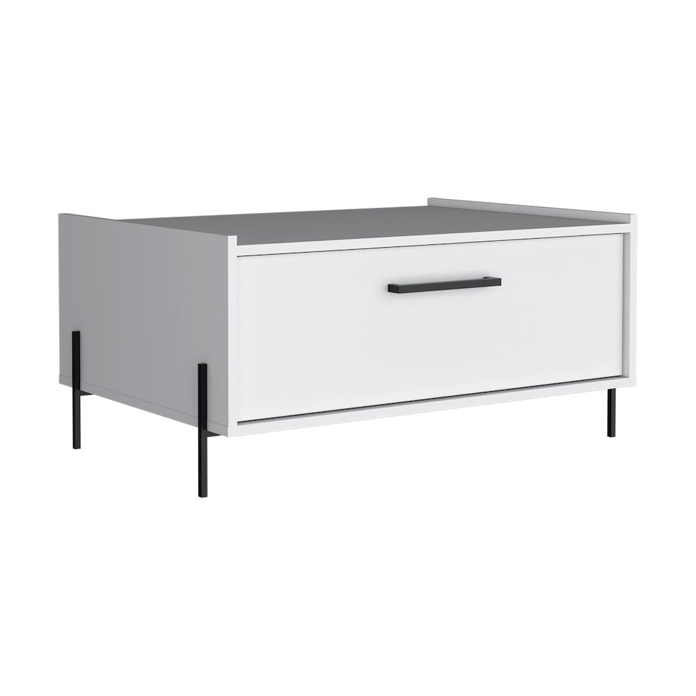 Juneau Coffee Table, 1 shelf, 4 legs, White