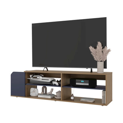 Stem TV Stand, 5 Shelves, Natural Oak / Alby Blue