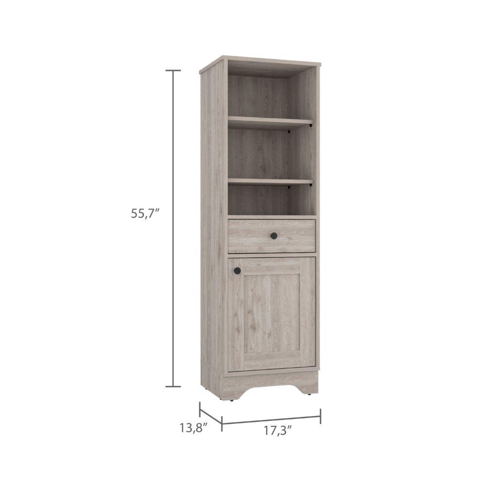 DEPOT E-SHOP Norwalk Linen Cabinet, Three External Shelves, One-Door Cabinet, One Drawer, Two Internal Shelves-Light Grey, For Bathroom