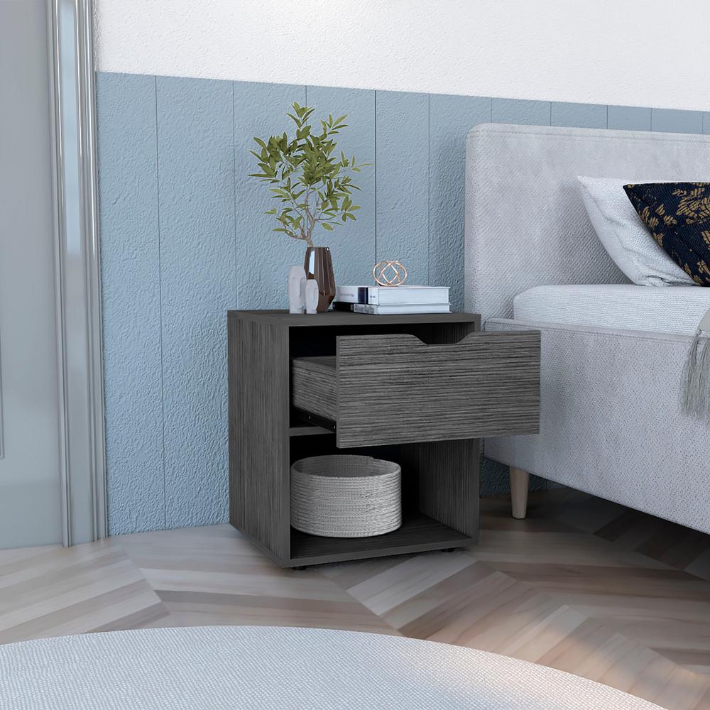 Adak 19.7" H Nightstand End Table with Open Shelf,Ligth Gray