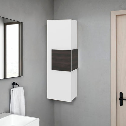 Elliott Medicine 38"H Single Door Cabinet, Three Shelves, White/Dark Walnut