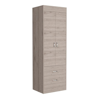 Portugal Armoire, Double Door Cabinet, Two Drawers, Metal Handles, Rod