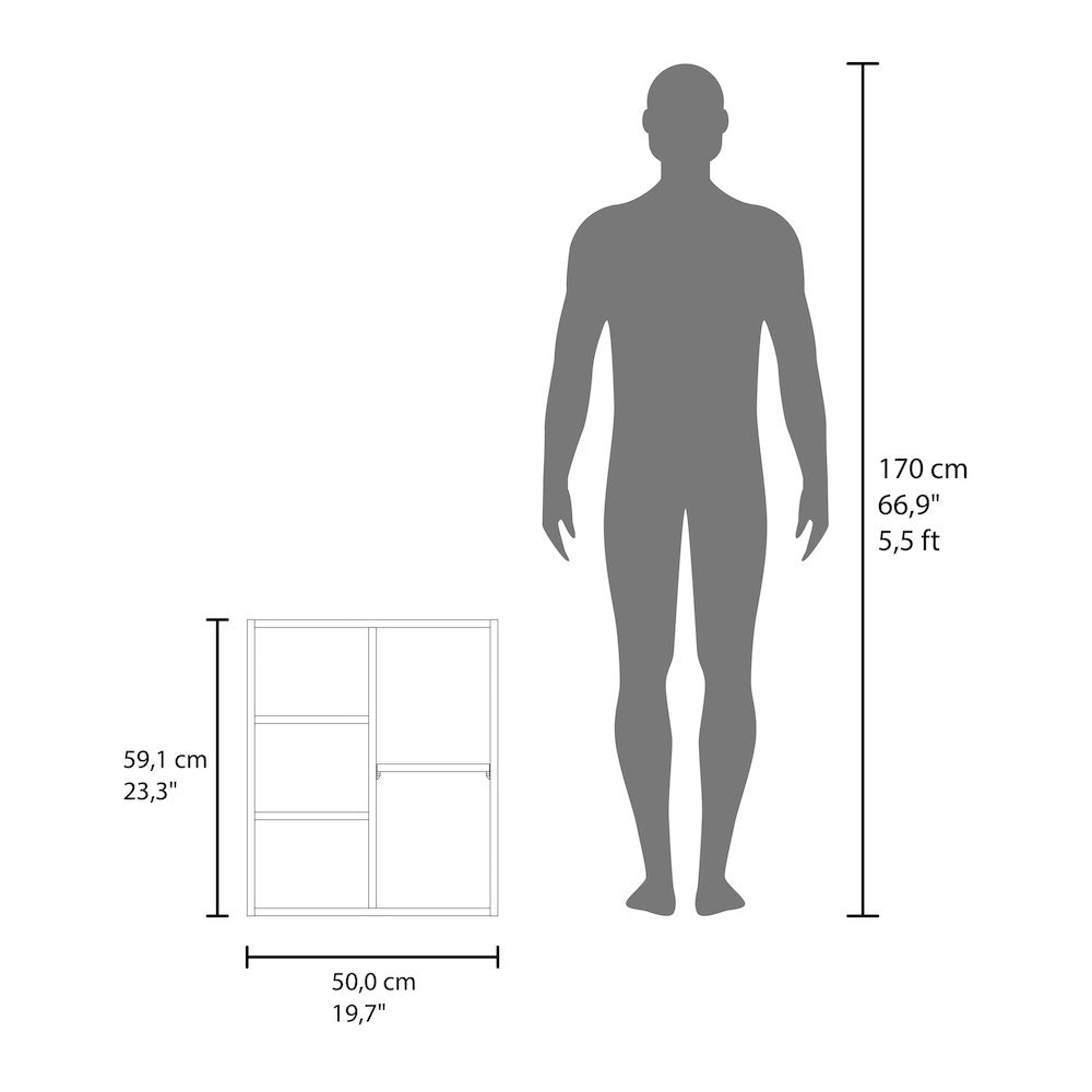 Piney Medicine Cabinet, 1 Door, 5 Shelves, 1 Mirror, White