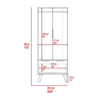 DEPOT E-SHOP Jane Closet-One Drawer, Two Door Cabinet, Four Steel Legs-Light Oak, For Bedroom