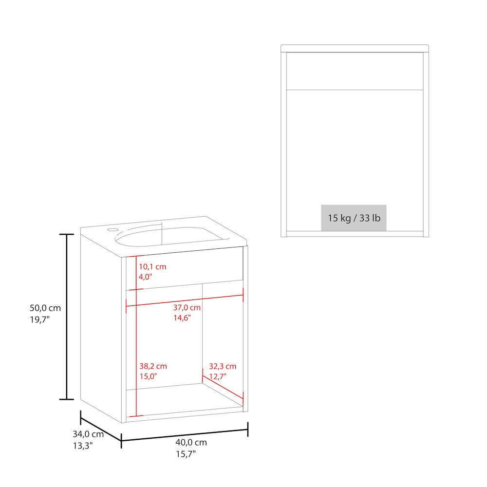 Bothell Bathroom Vanity, 1 Door, White
