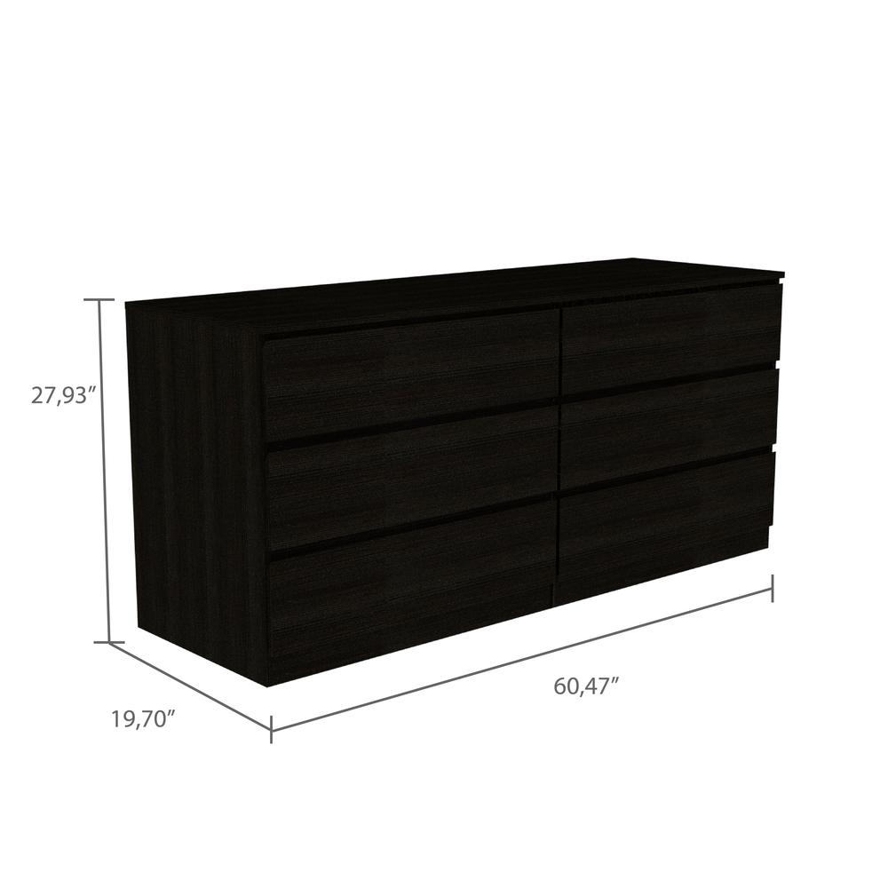 Medway 3 Piece Bedroom Set, 2 Cocora 6 Drawer Dressers + Capri Dresser, Black