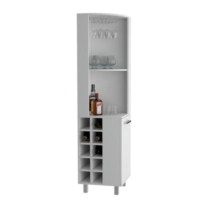 Morocco Corner Bar Single Door Cabinet Two Shelves, Ten Built-in Wine Rack