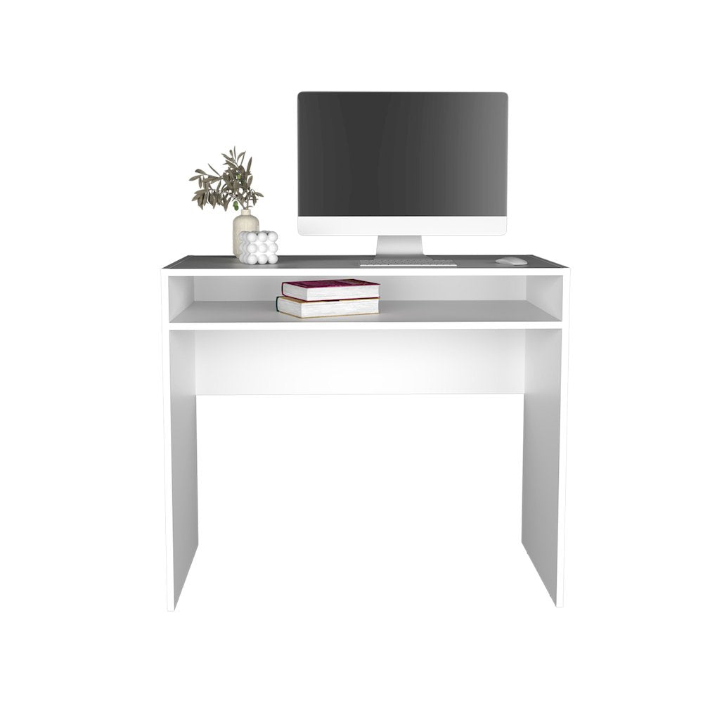 Craig Computer Desk with 1 Shelf, White