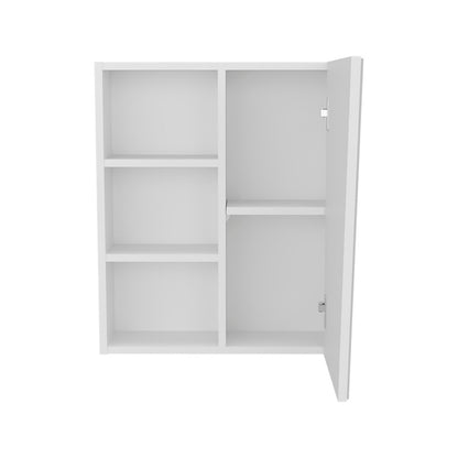 Piney Medicine Cabinet, 1 Door, 5 Shelves, 1 Mirror, White