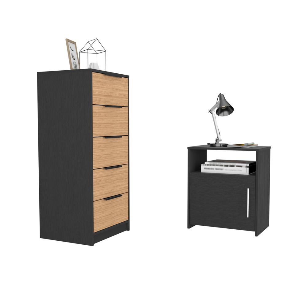 Patten 2 Piece Bedroom Set, Egeo 5 Drawer Dresser  + Omaha Nightstand