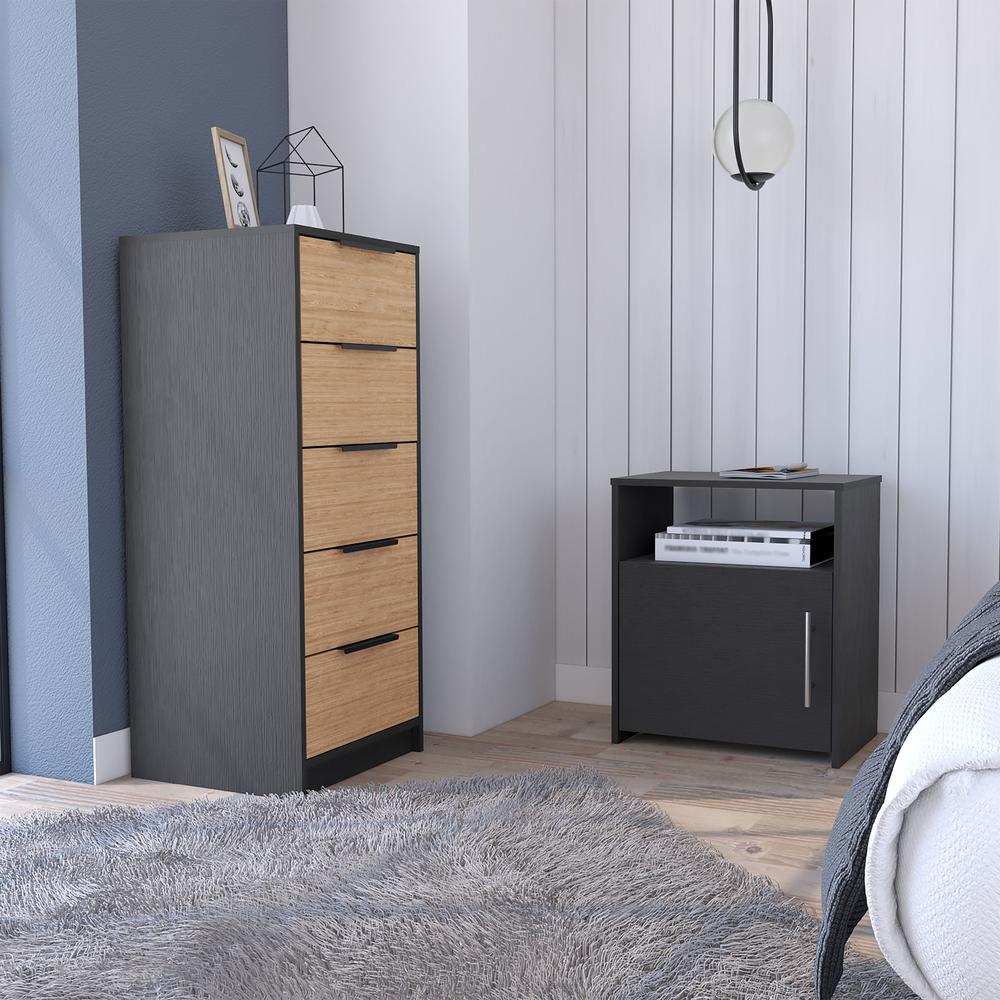 Patten 2 Piece Bedroom Set, Egeo 5 Drawer Dresser  + Omaha Nightstand