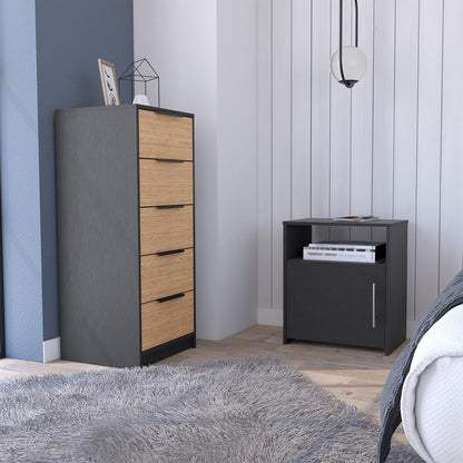 Patten 2 Piece Bedroom Set, Egeo 5 Drawer Dresser  + Omaha Nightstand