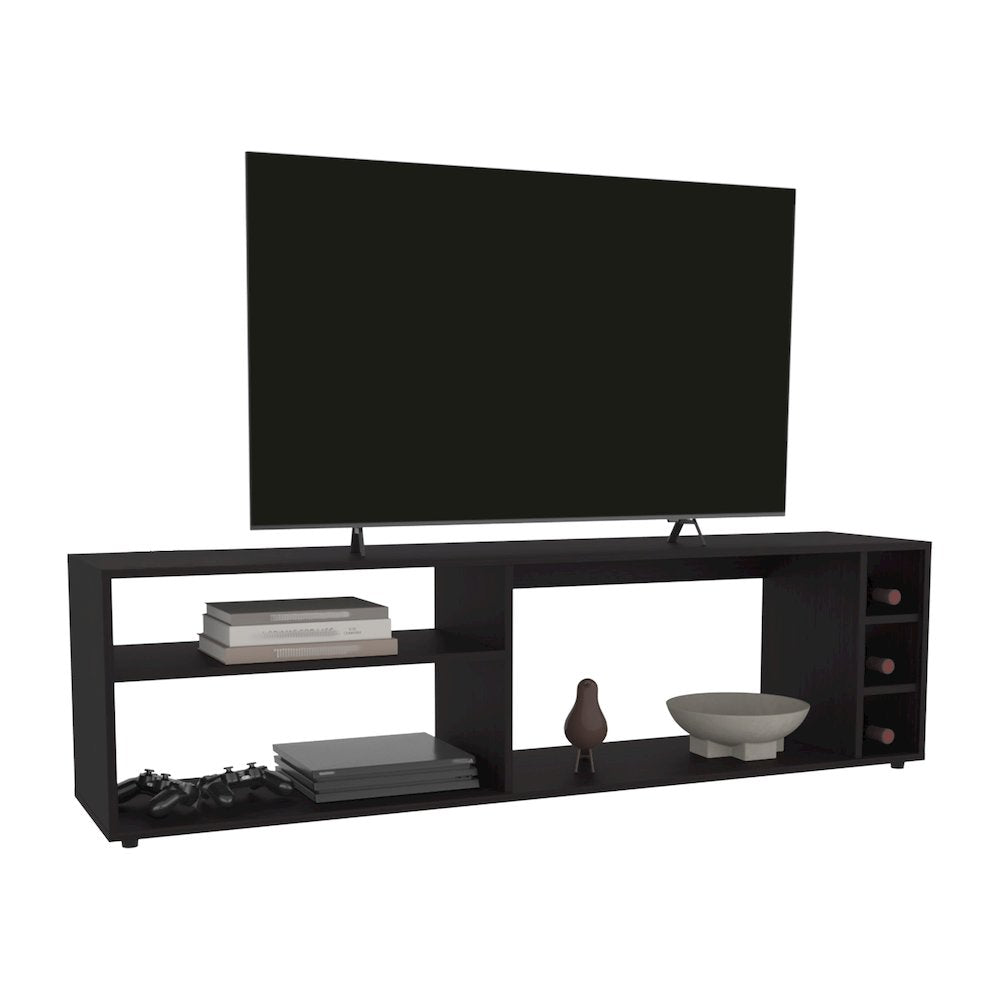 Weir Tv Stand, 6 Shelves, 60" TV Capacity, Black Wengue