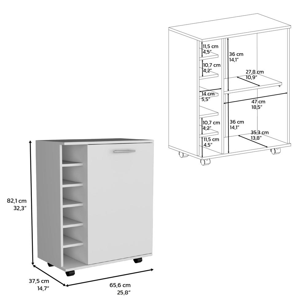 Bar Cart Sleek Mobile Cocktail Station with Built-in Bottle Storage