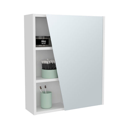 Piney Medicine Cabinet, 1 Door, 5 Shelves, 1 Mirror, White