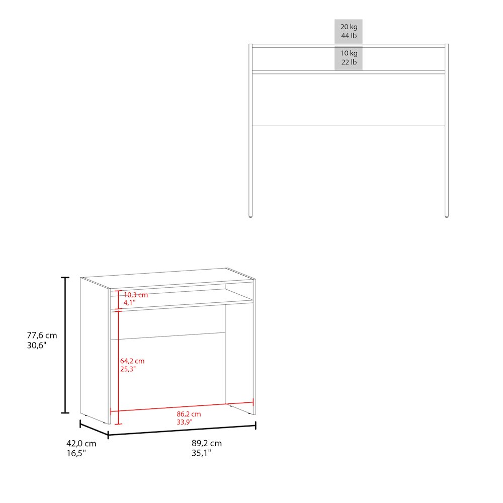 Craig Computer Desk with 1 Shelf, White