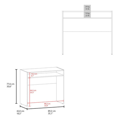 Craig Computer Desk with 1 Shelf, White