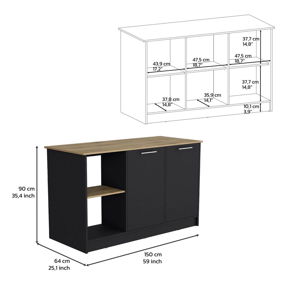 Kitchen Island with Large Countertop, Storage/Shelves/Double Door Cabinet