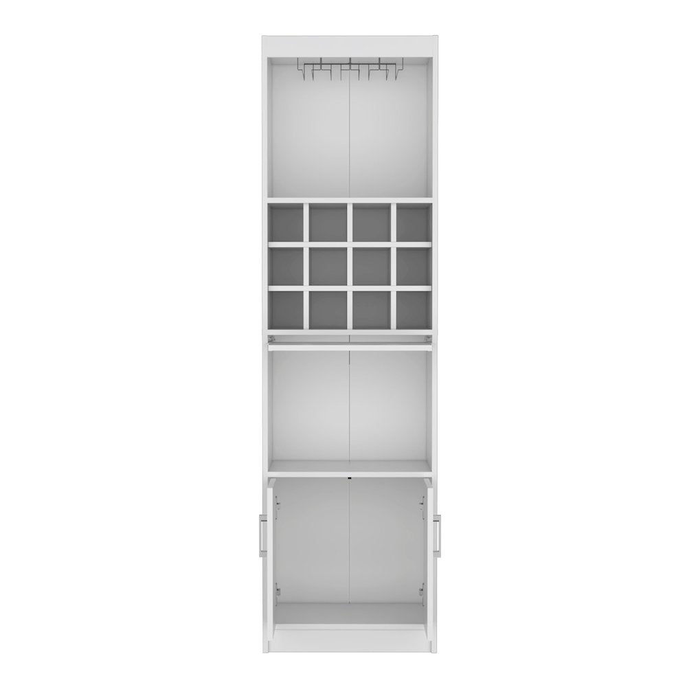 Bar Cabinet 5-Tier, Wine Cabinet, 12 Bottle Cubbies, 5 Shelves, White