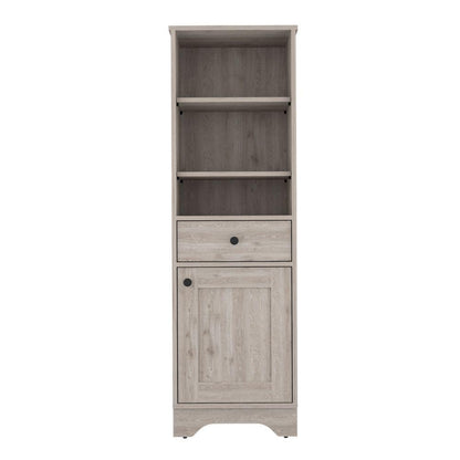 DEPOT E-SHOP Norwalk Linen Cabinet, Three External Shelves, One-Door Cabinet, One Drawer, Two Internal Shelves-Light Grey, For Bathroom