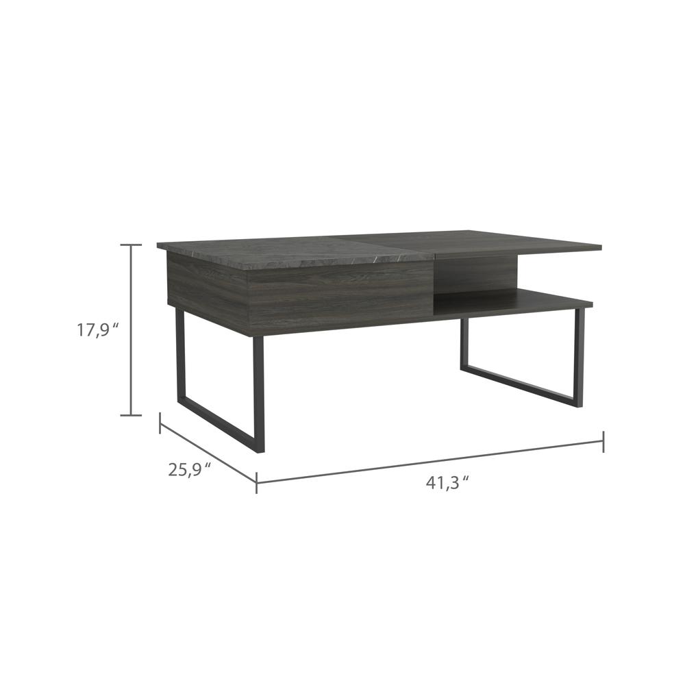 DEPOT E-SHOP Atlanta Lift Top Coffee Table, Countertop Table, One Flexible Shelf, One Shelf, Espresso+Onyx, For Living Room