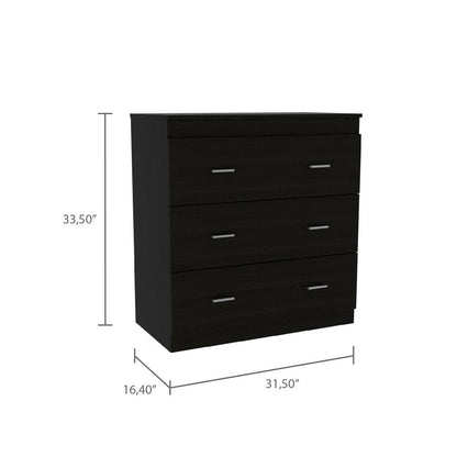 Medway 3 Piece Bedroom Set, 2 Cocora 6 Drawer Dressers + Capri Dresser, Black