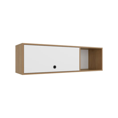 Somerset Wall Cabinet, 1 Door, 3 Shelves, Natural Oak / White