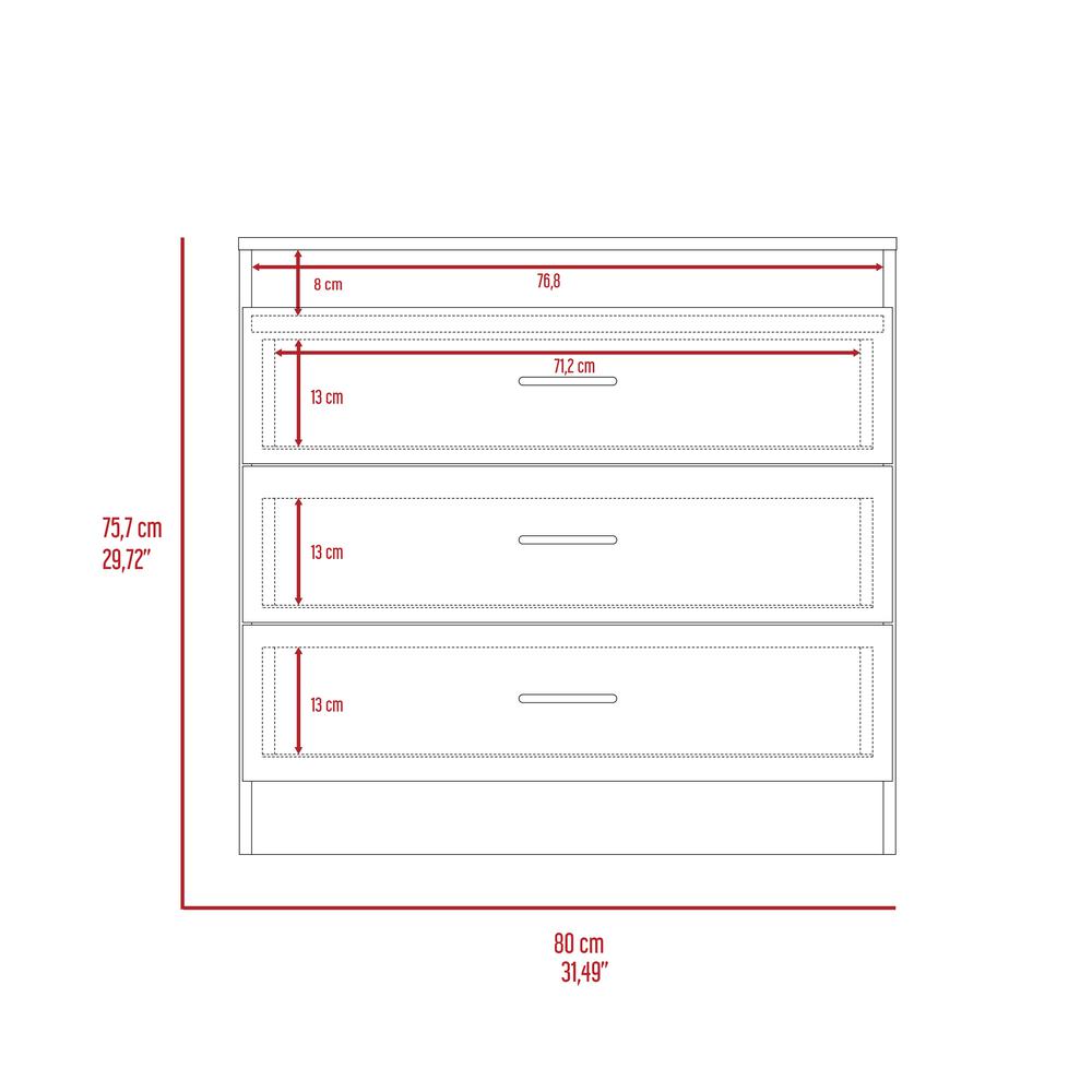 Zurich Three-Drawers Dresser-Light Grey/White