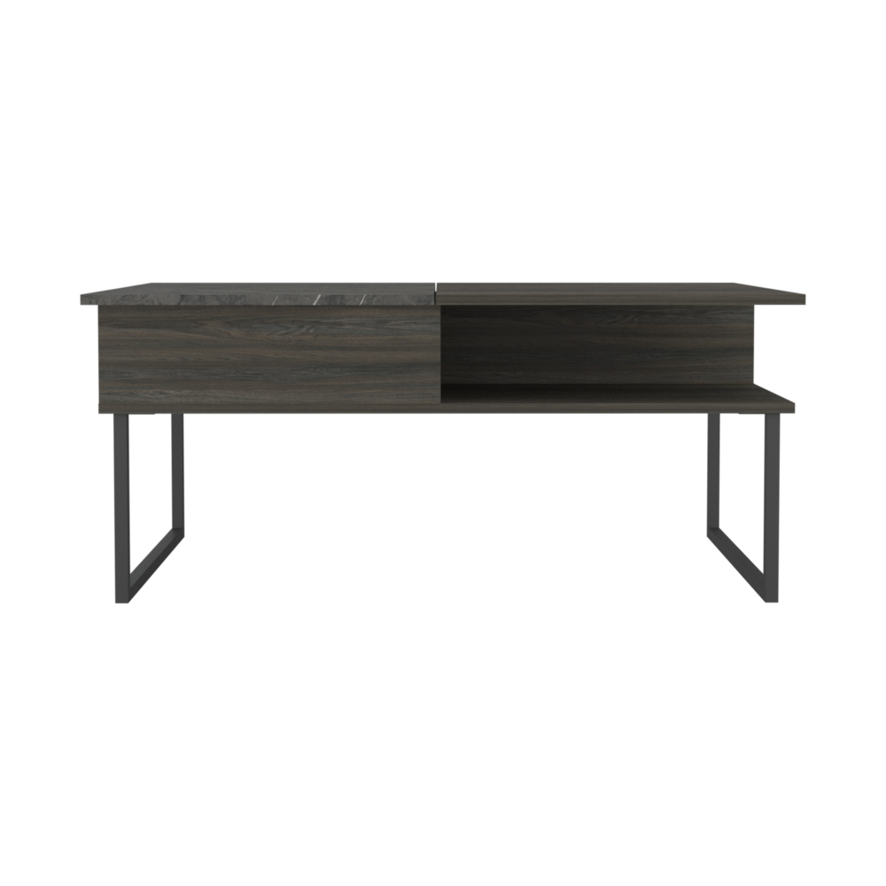 DEPOT E-SHOP Atlanta Lift Top Coffee Table, Countertop Table, One Flexible Shelf, One Shelf, Espresso+Onyx, For Living Room